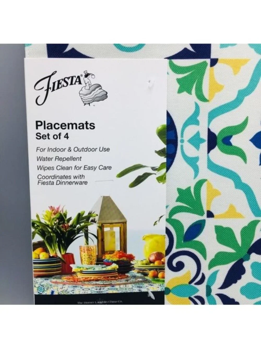 Fiesta Striped Placemats Blue Green 13” x 18” Set of 4
